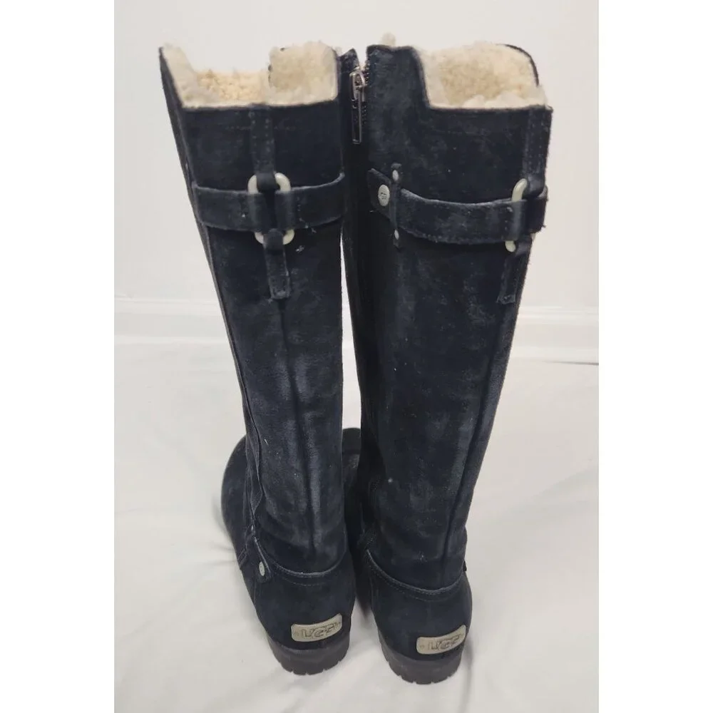 UGG Women's Sz. 9 Jillian Side Zip Black Suede Boots - Picture 3 of 8